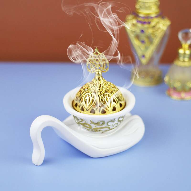 

1pc Tea Cup Design Incense Burner, White