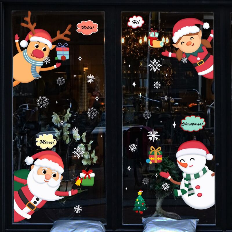 

Christmas Cartoon Graphic Window Sticker, Multicolor