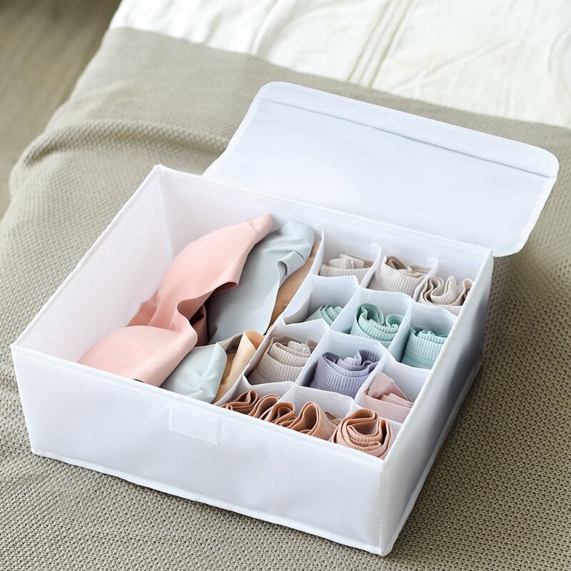 

1pc Foldable Underwear Storage Box, White