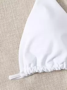 SHEIN Swim Curve 2件装加大码蛇皮印花三角比基尼上衣套装 - 白色 - 查看 4