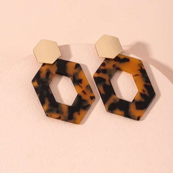 

Hexagon Design Earrings, Multicolor