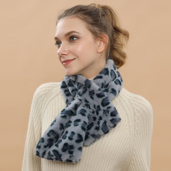 

Leopard Print Fluffy Scarf, Multicolor