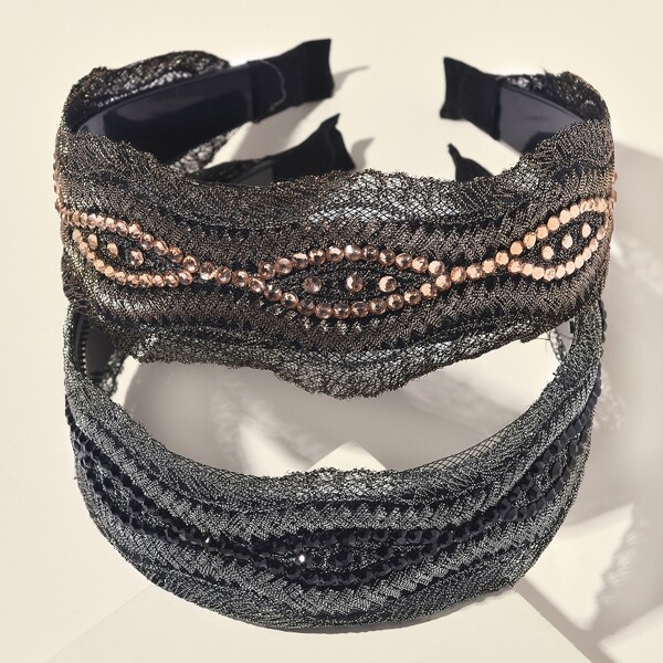 

2pcs Rhinestone Decor Hair Hoop, Multicolor