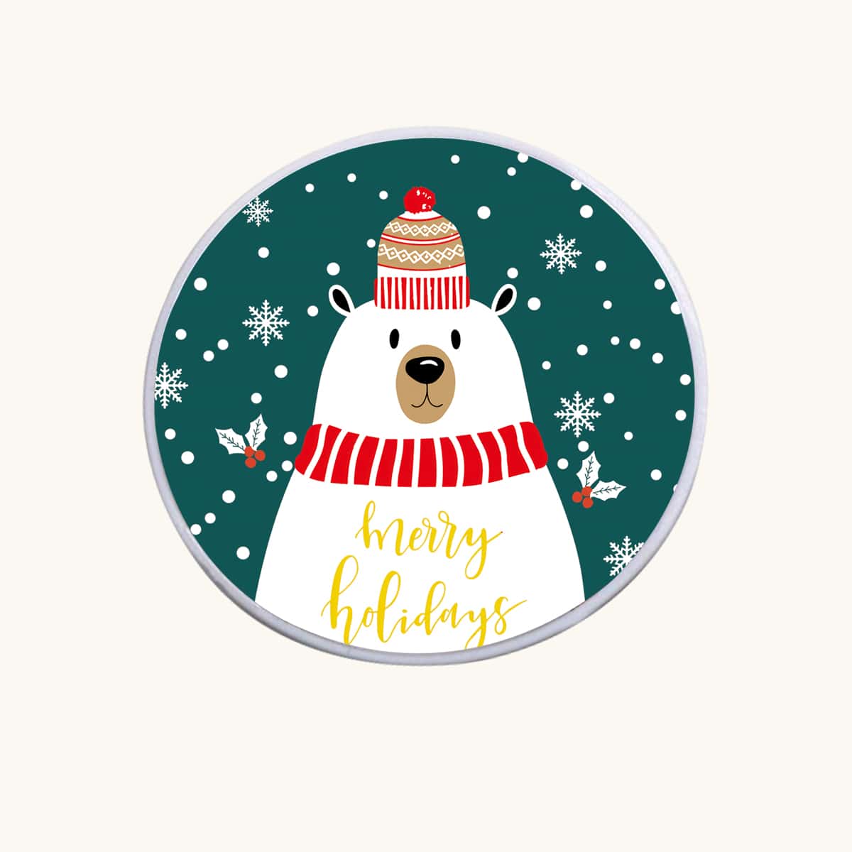 

Christmas Bear Pattern Pop-Out Phone Grip, Green