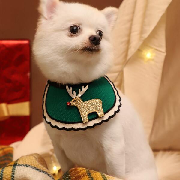 

Christmas Deer Decor Dog Bandana, Green