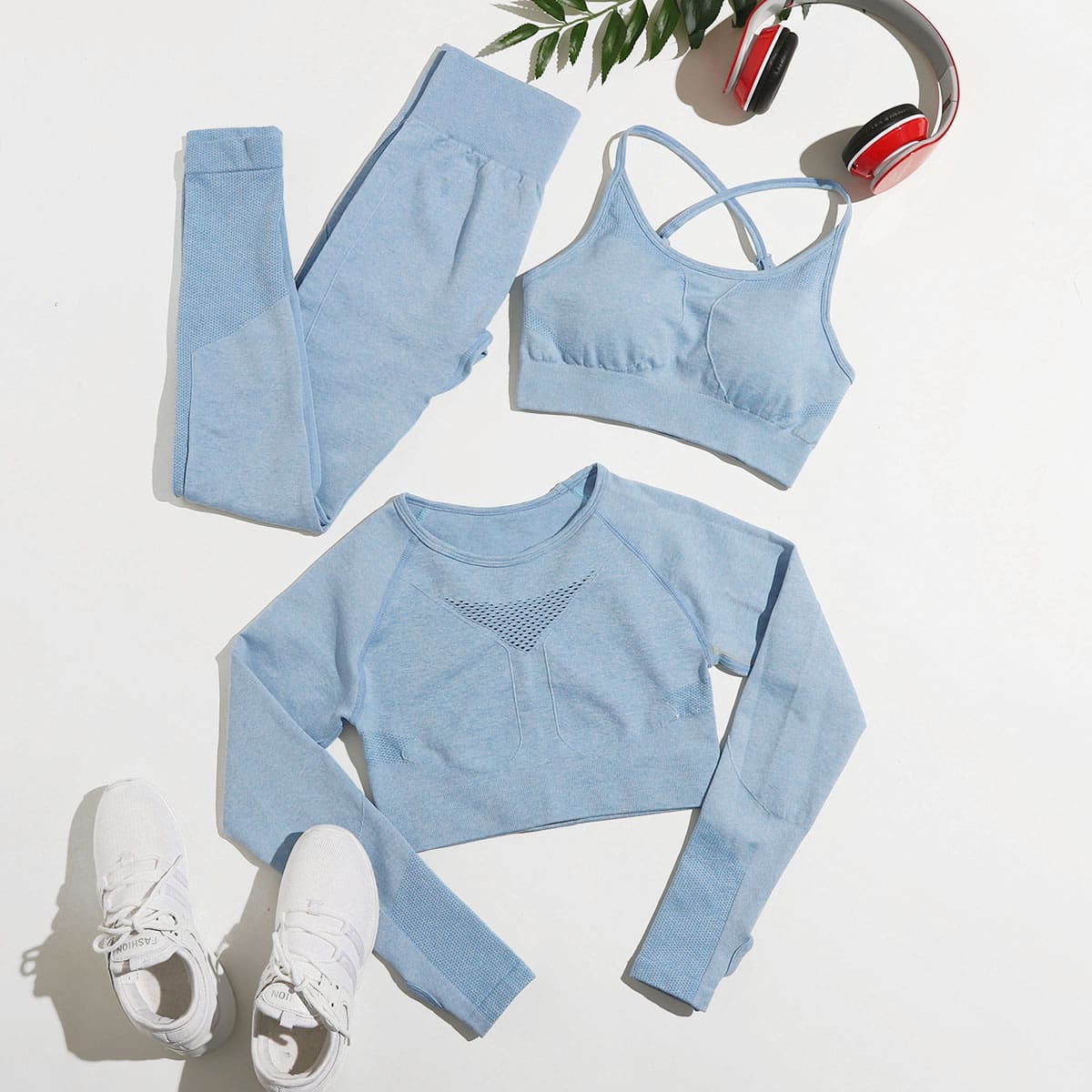 

3pack Solid Sports Set, Baby blue