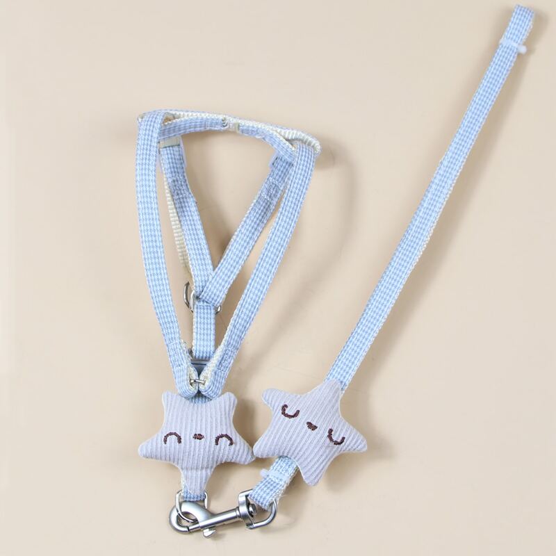 

1pc Star Decor Dog Harness & 1pc Dog Leash, Grey