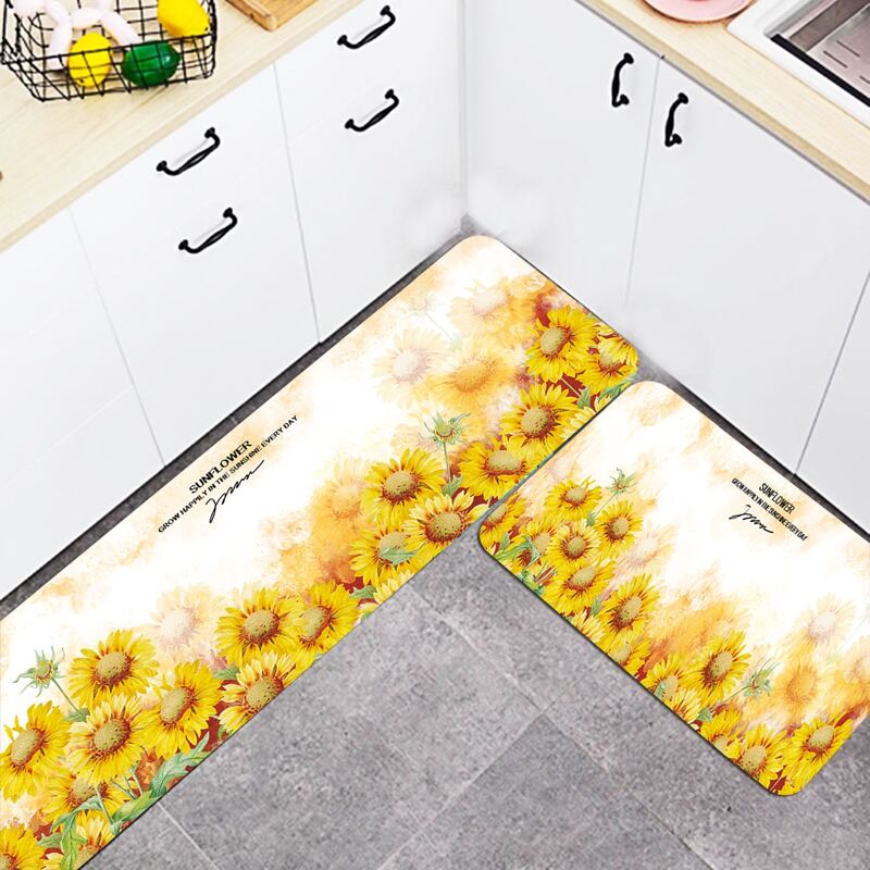 

1pc Sunflower Print Floor Mat, Multicolor