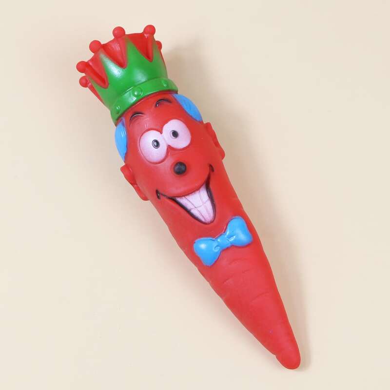 

Carrot Design Cartoon Graphic Dog Sound Toy, Red