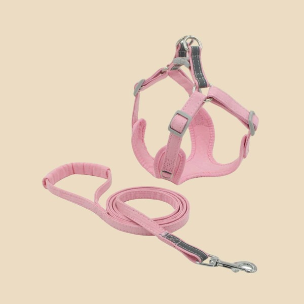 

1pc No Pull Dog Harness & 1pc Dog Leash, Pink