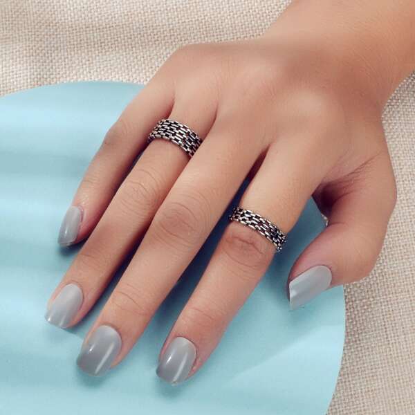 

2pcs Hollow Ring, Silver