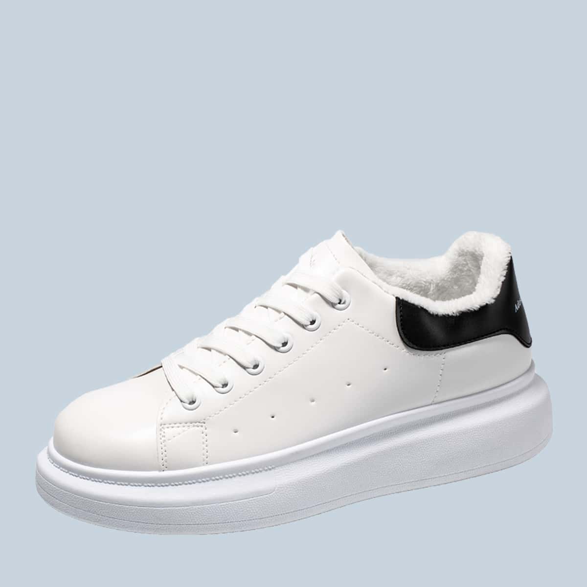 

Guys Lace Up Front Warm Skate Shoes, Black and white