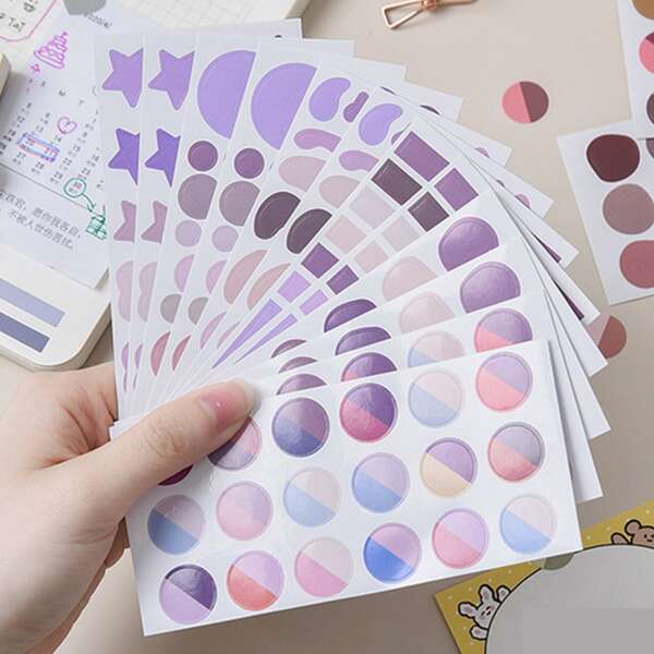 

12pcs Geometric Pattern Random Sticker, Multicolor