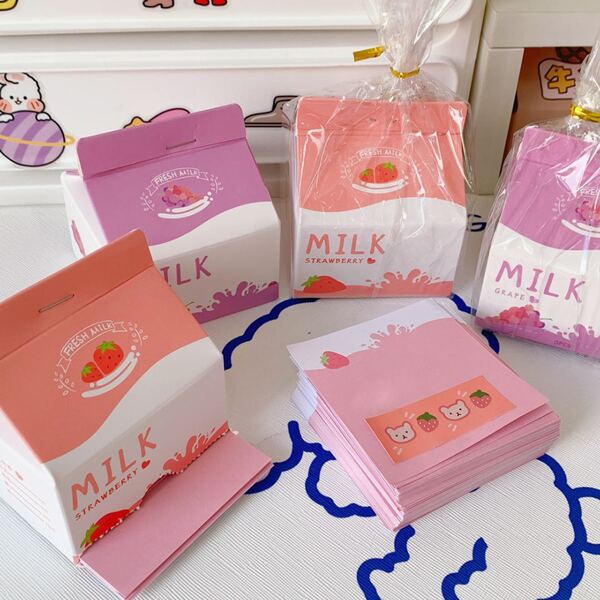 

1pc Milk Box Design Random Memo Paper, Multicolor