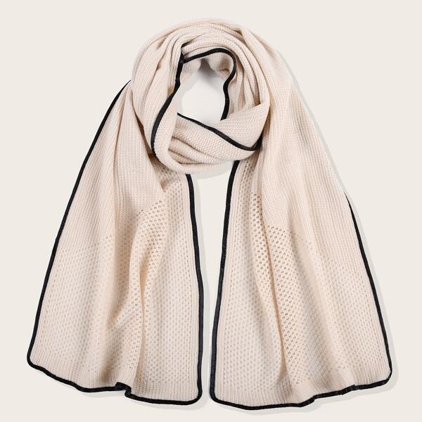 

Contrast Trim Knit Scarf, White