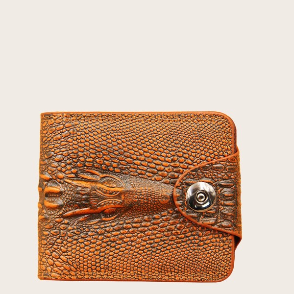 

Men Croc Embossed Fold Over Wallet, Brown