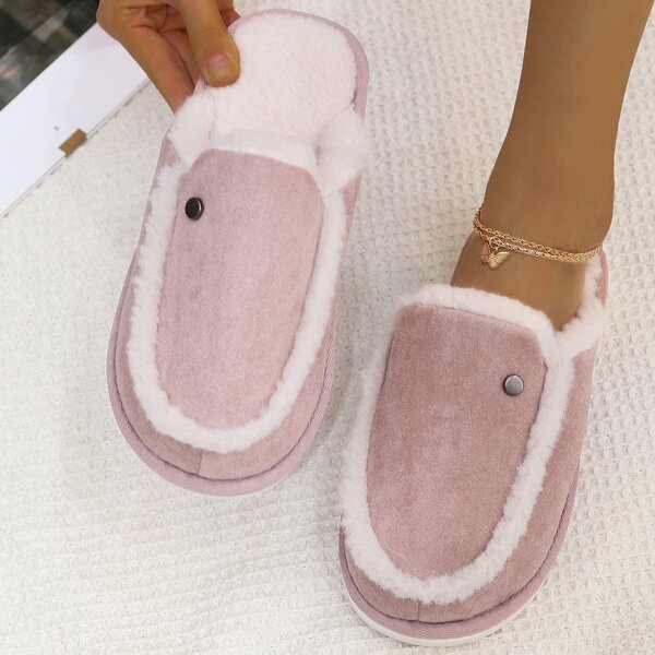 

Minimalist Wide Fit Fluffy Slippers, Pink