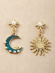 Fashionable and Popular Men's Star Moon Drop Earrings for Jewelry Gift and for a Stylish Look - Multicolor - View 3