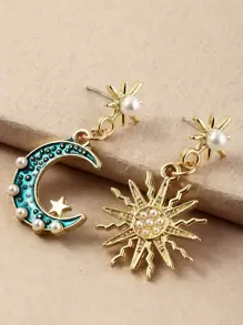 Fashionable and Popular Men's Star Moon Drop Earrings for Jewelry Gift and for a Stylish Look - Multicolor - View 5