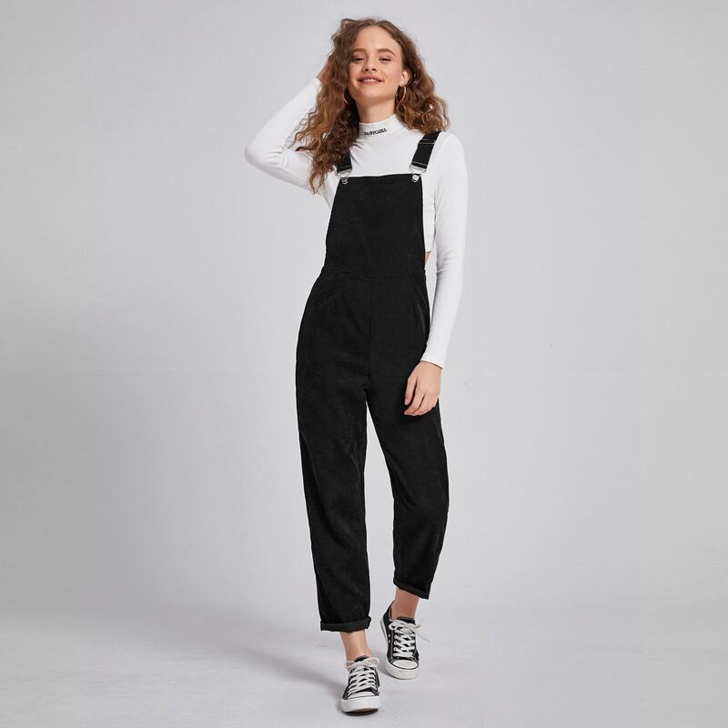 

Solid Overall Jumpsuit, Black