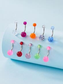 10 Cái/bộ Vòng Bi Bụng Nhẫn Dành Cho Nữ Và Nam Punk Xuyên, một Cơ Thể Thời Trang Trang Sức Quà Tặng Cho Bất Kỳ Dịp Nào - Nhiều màu - Xem 3