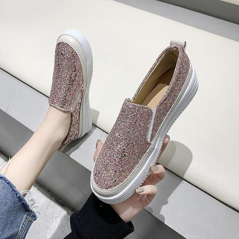 

Glitter Sequin Slip On Sneakers, Pink