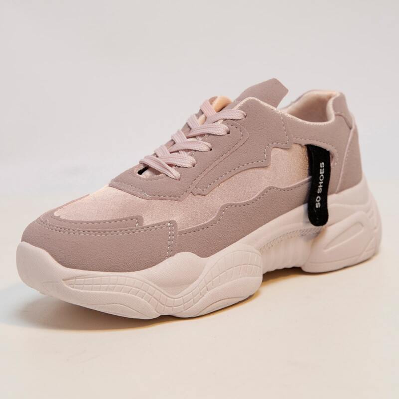 

Lace-up Front Chunky Sneakers, Pink