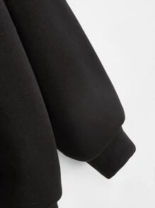 Seusyu 素色拉鏈抽繩連帽運動衫 - 黑色 - 查看 3