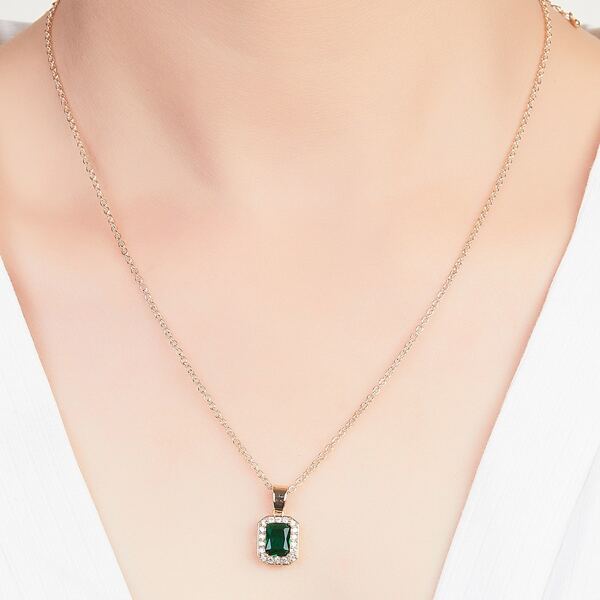 

Rhinestone Geo Charm Necklace, Gold