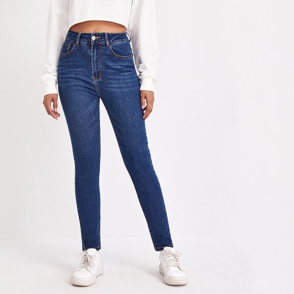 

Slant Pocket Skinny Jeans, Medium wash