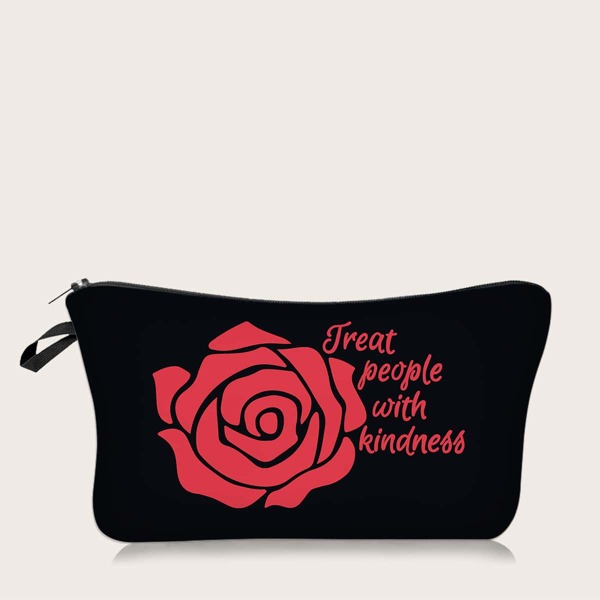 

Rose Pattern Makeup Bag, Multicolor