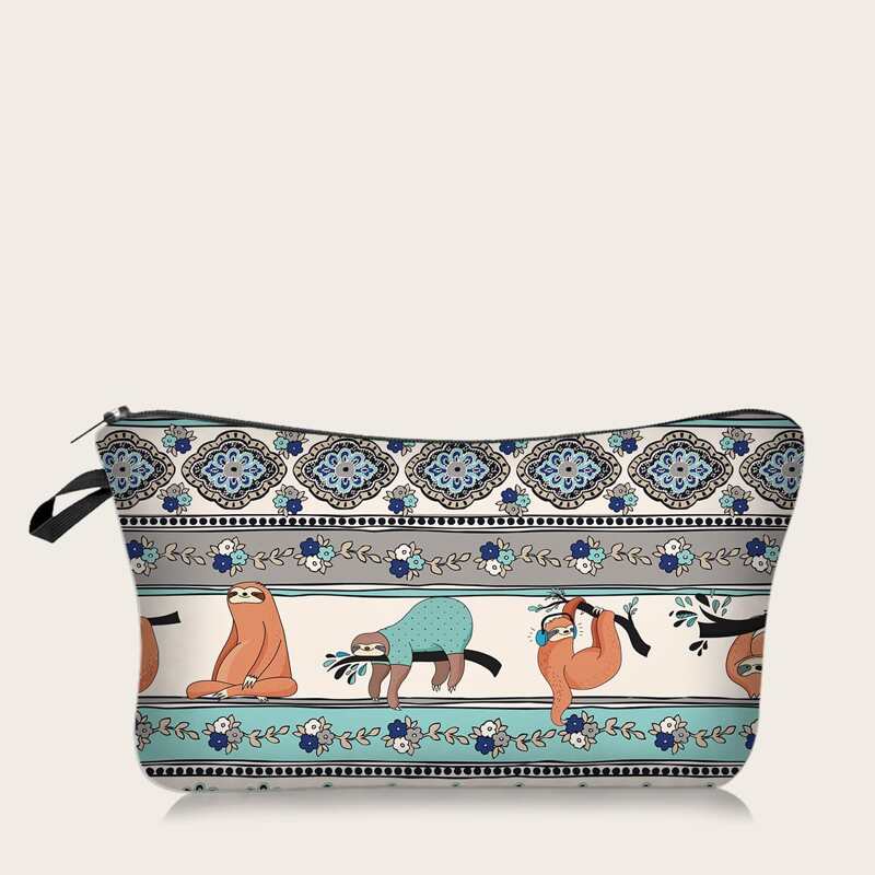 

Sloth Pattern Makeup Bag, Multicolor