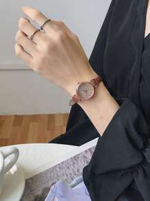 时尚百搭小表盘石英表，配细表带 - 玫瑰金 - 查看 2