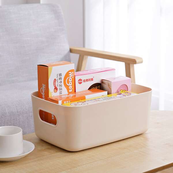 

1pc Plain Storage Box, Apricot