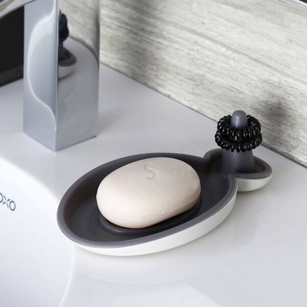 

1pc Multifunction Soap Dish Holder, Grey