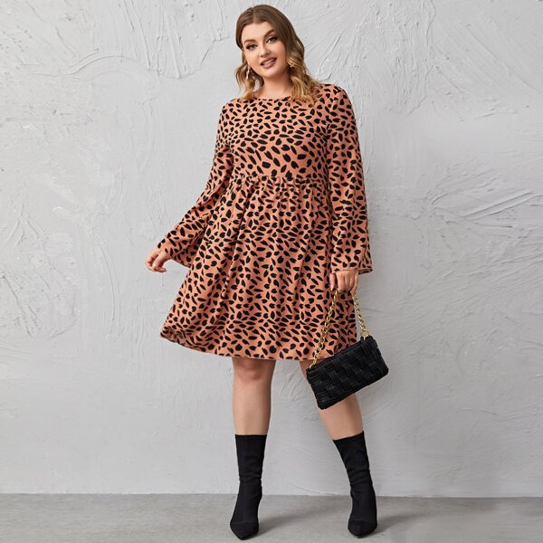 

Plus Allover Print Smock Dress, Multicolor