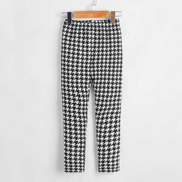 

Toddler Girls Houndstooth Print Leggings, Black and white