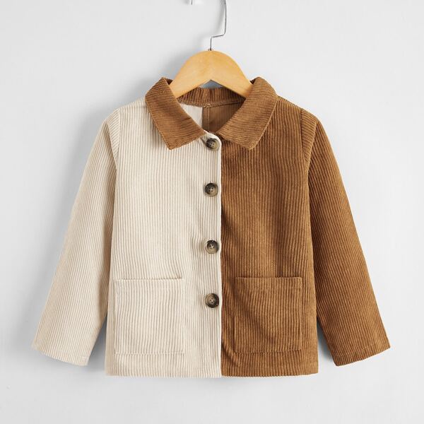 

Toddler Boys Two Tone Button Up Corduroy Coat, Multicolor