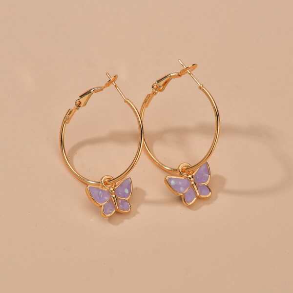 

Butterfly Drop Earrings, Gold