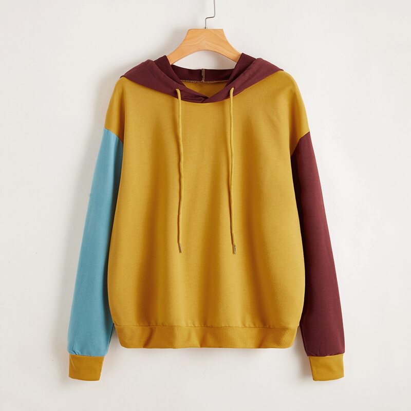 

Colorblock Drawstring Hoodie, Multicolor