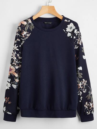SHEIN LUNE Pullover de manga raglán floral