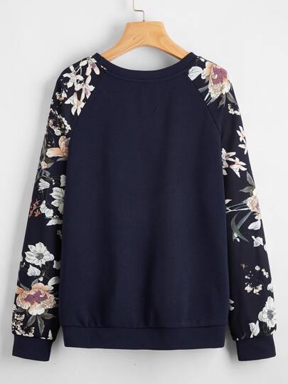 SHEIN LUNE Pullover de manga raglán floral
