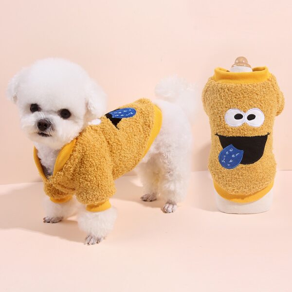

Cartoon Embroidered Dog Coat, Yellow