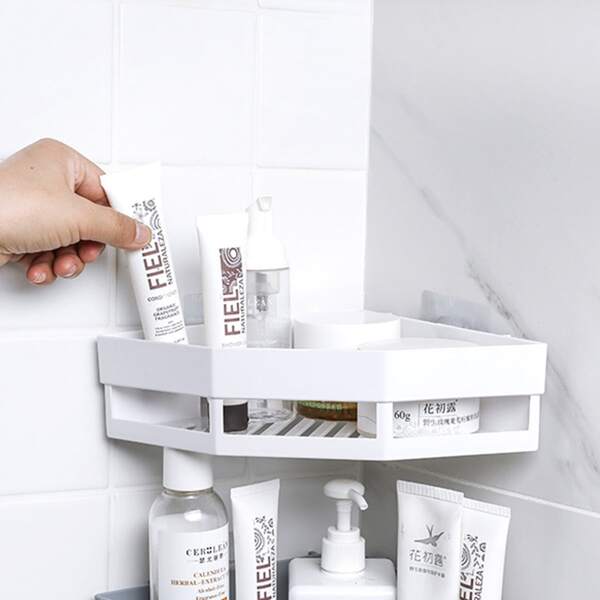 

1pc Bathroom Wall Mounted Storage Rack, White