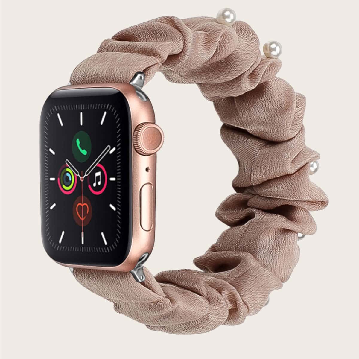 

Faux Pearl Decor Scrunchie Design 38/40mm iWatch Band, Multicolor