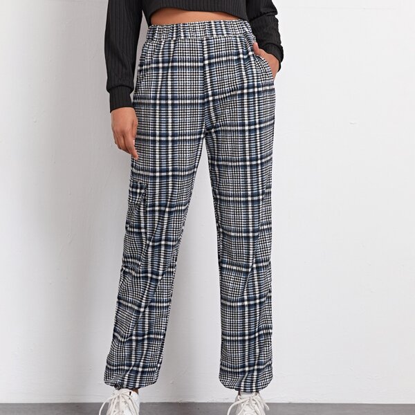 

Plaid Side Flap Pocket Cargo Pants, Multicolor