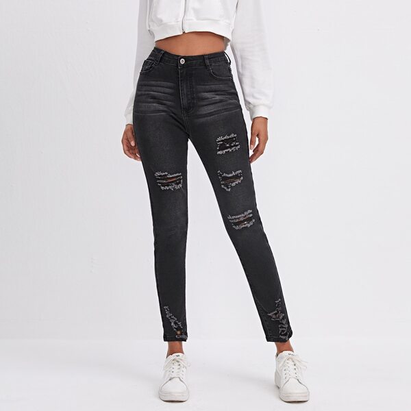 

High-Waisted High Stretch Skinny Jeans, Black