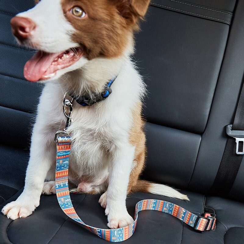 

1pc Geo Pattern Dog Car Seat Safety Belt, Multicolor