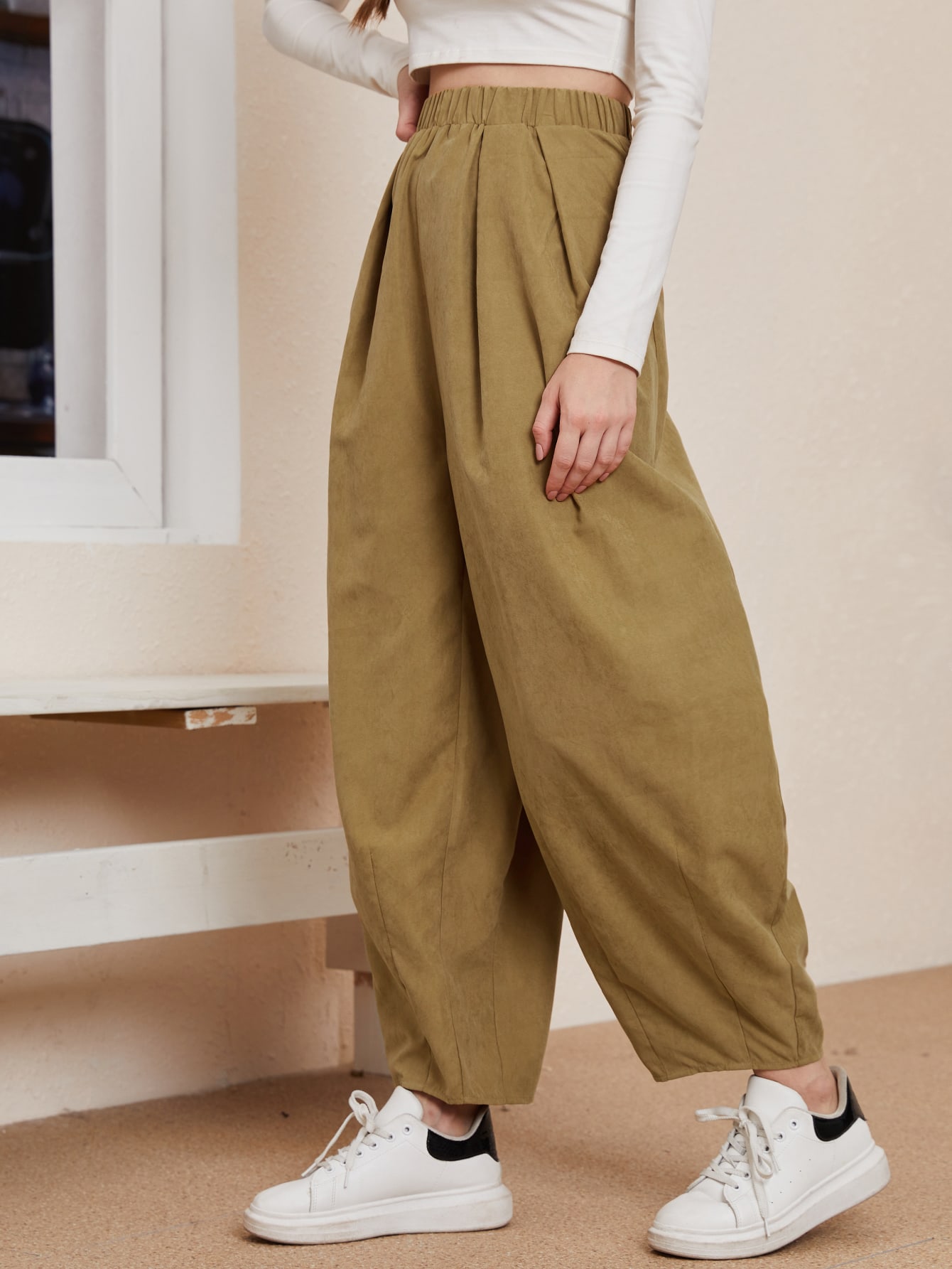 Elastic Waist Harem Pants thumbnail