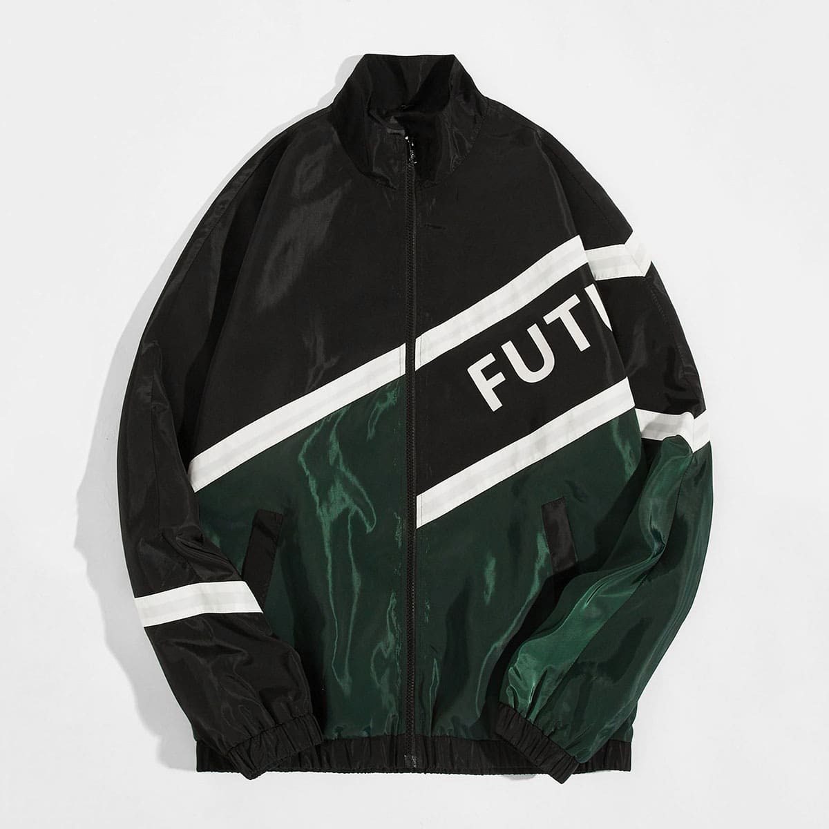 

Guys Letter Graphic Zip Up Windbreaker Jacket, Multicolor
